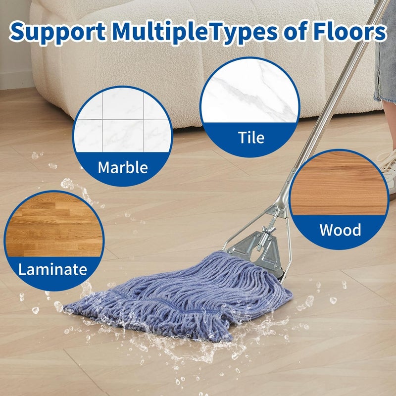 Midoneat Heavy Duty Loop End String Mop, 67Inch Stainless Steel Handle, Commercial Industrial Grade Mop for Floor Cleaning, 2 Packs - Image 4
